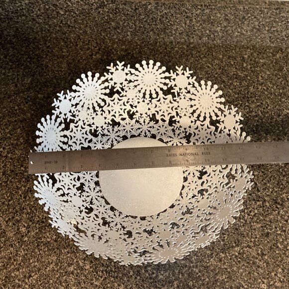 Snowflake Decorative Metal Bowl Holiday Centerpiece Accent - Picture 9 of 15